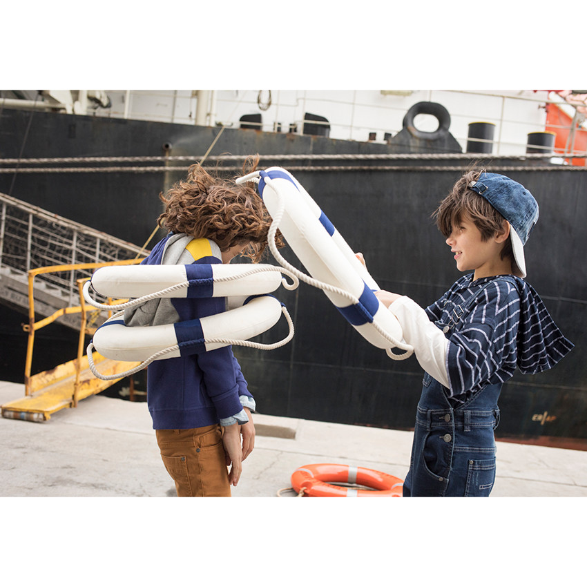 Júnior - Camiseta de manga cortaon capucha a rayas all-over con bolsillo 