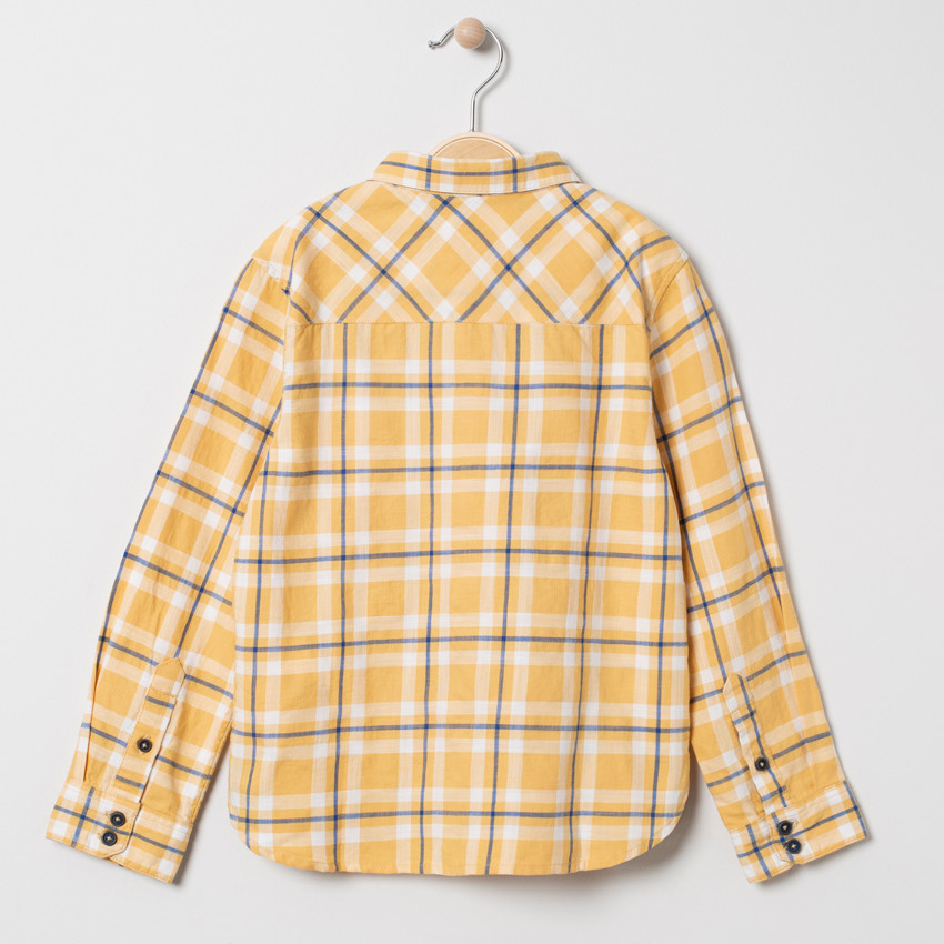 Chemise manches longues à carreaux et poches 