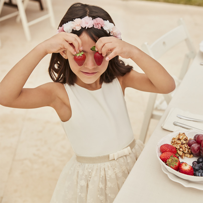 Ropa 2 en 1 con espalda descubierta en forma de corazón para niña 