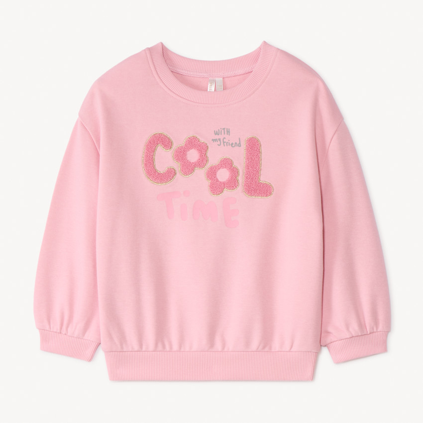 Sudadera de felpa oversize con parches de bucle para bebé niña 
