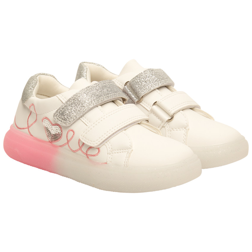 Zapatillas bajas con velcro y bordado de lentejuelas para niña 