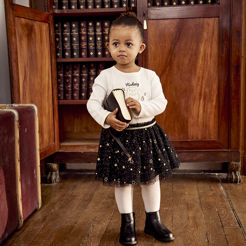 Vestido bicolor con parche de Harry Potter para bebé niña 