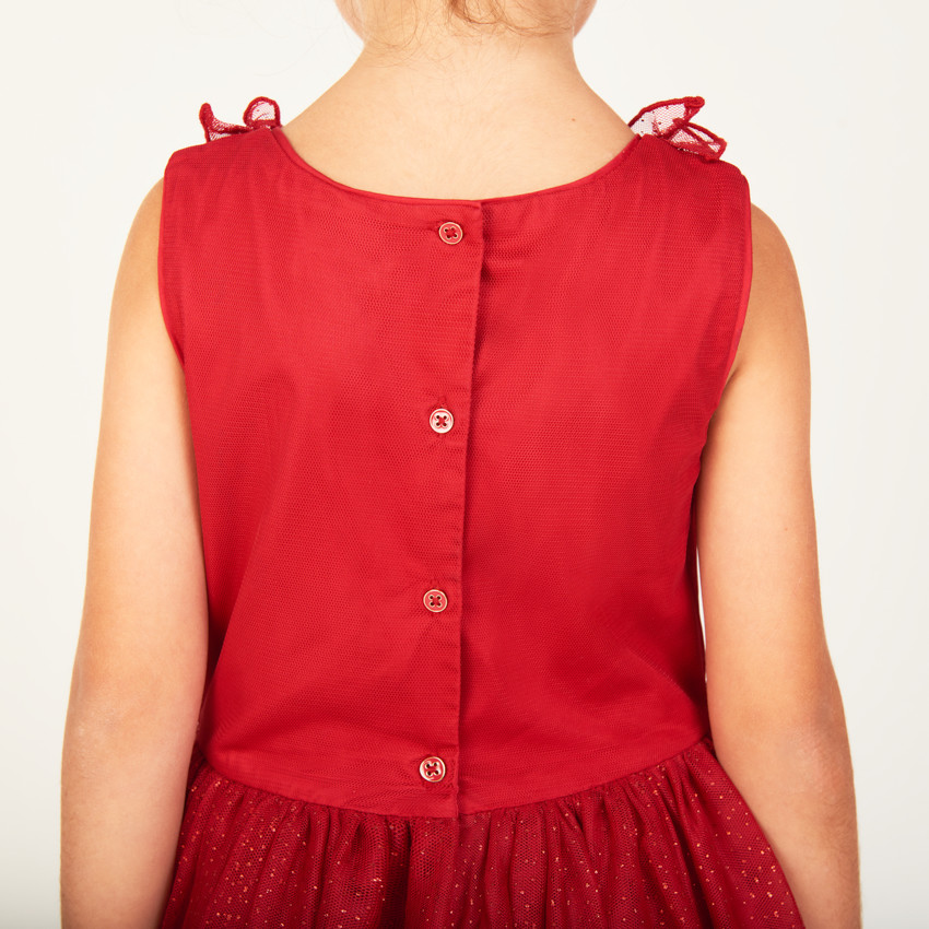 Robe de fête sans manches à froufrous pailletés pour fille 