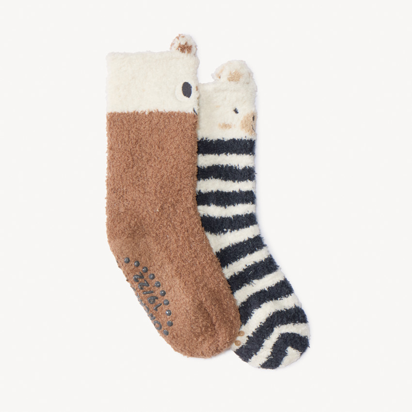 Pack de 2 pares de calcetines antideslizantes con motivos de animales para bebé niño 