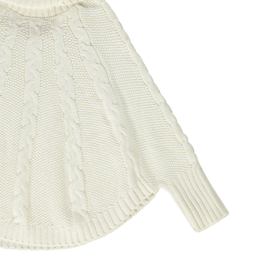 Suéter estilo poncho de punto trenzado para niña 