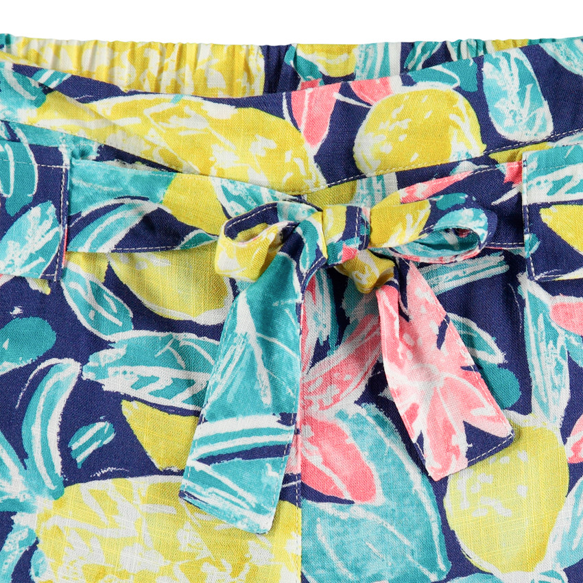 Pantalon fluide imprimé ananas et fleurs all-over 