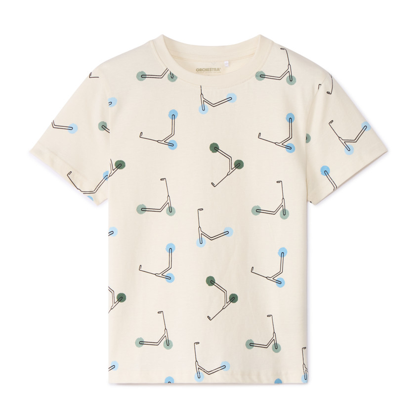 Camiseta de manga corta estampada de patinetes para niño 