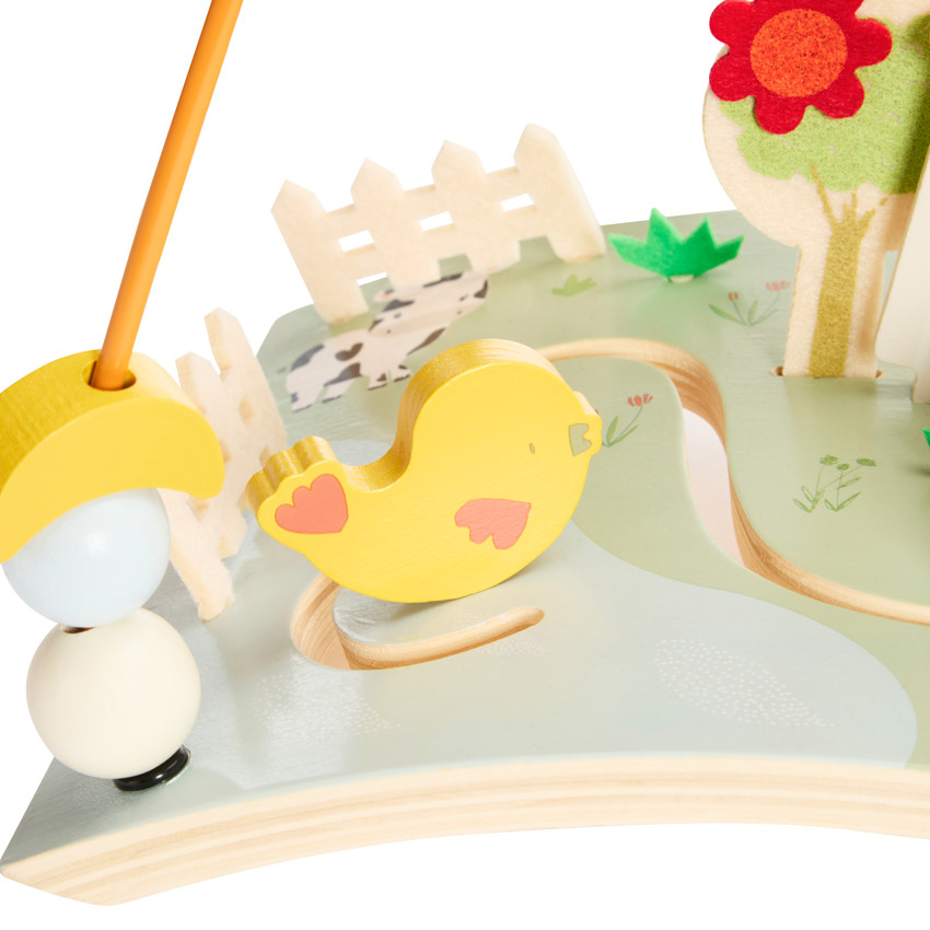 Plancha de actividades de madera con espirales de granja 