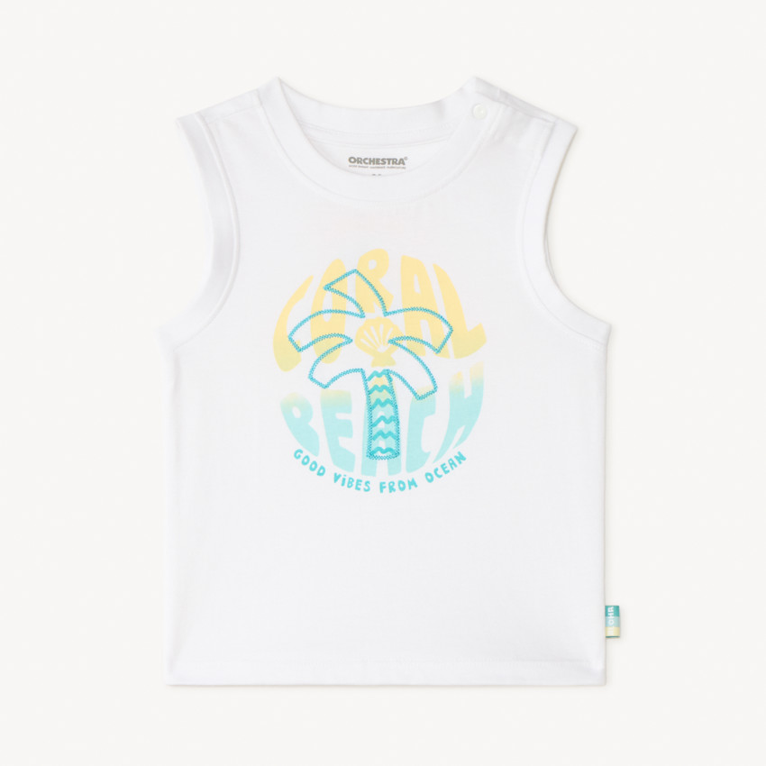 Camiseta de tirantes de jersey con bordado de palmera para bebé niño 