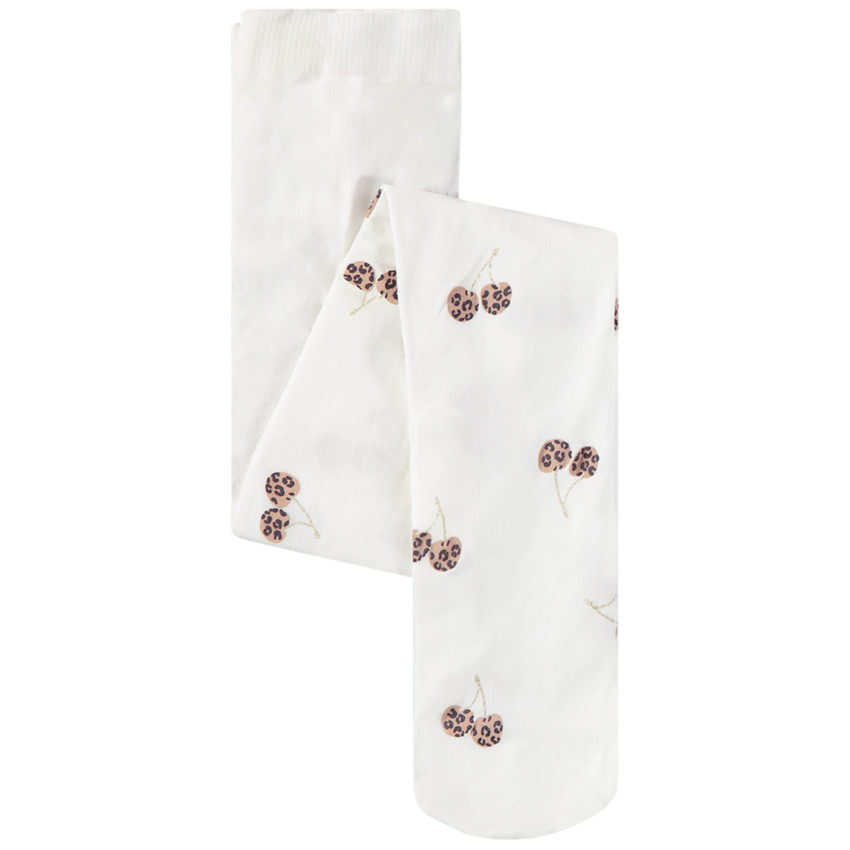 Medias finas estampadas de cerezas y leopardo para niña 
