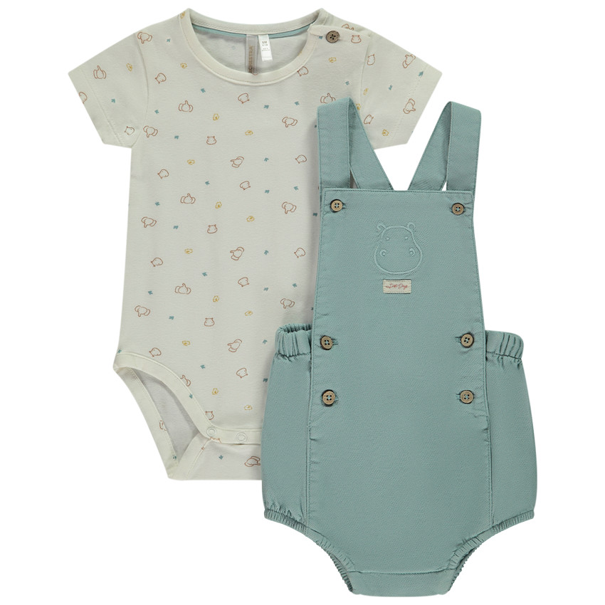 Conjunto de 2 piezas con pelele bordado para bebé niño 