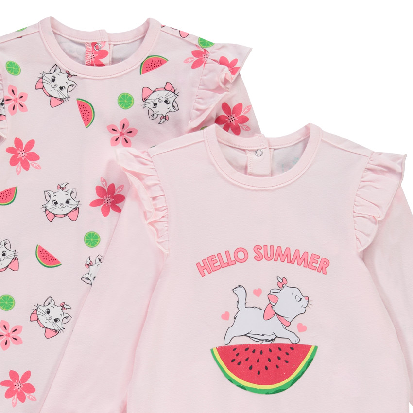 Lote de 2 peleles en jersey print Marie Disney para bebé niña 