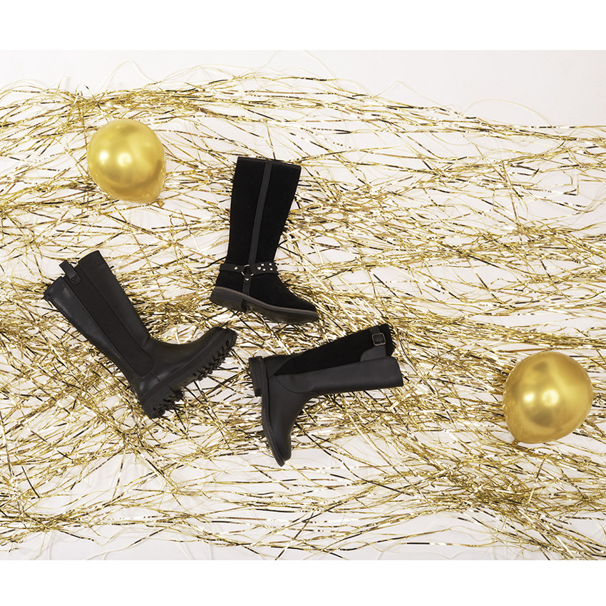 Botines negros de poliuretano con suela chunky para niña 