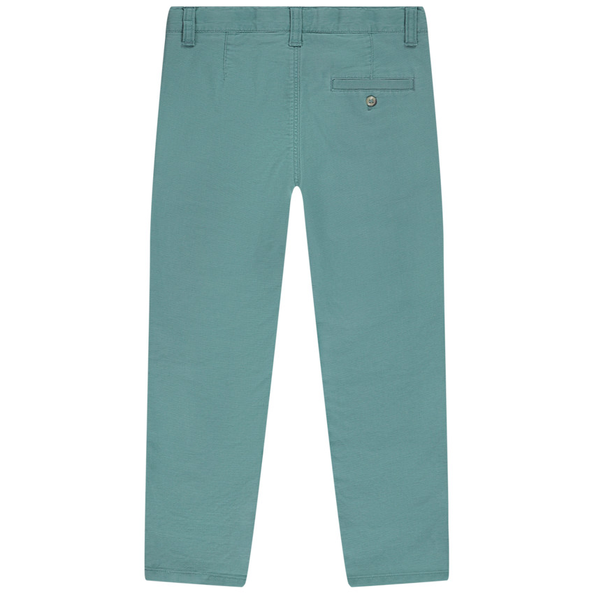 Pantalón de lona con cinturón de rayas y doble hebilla para niño 