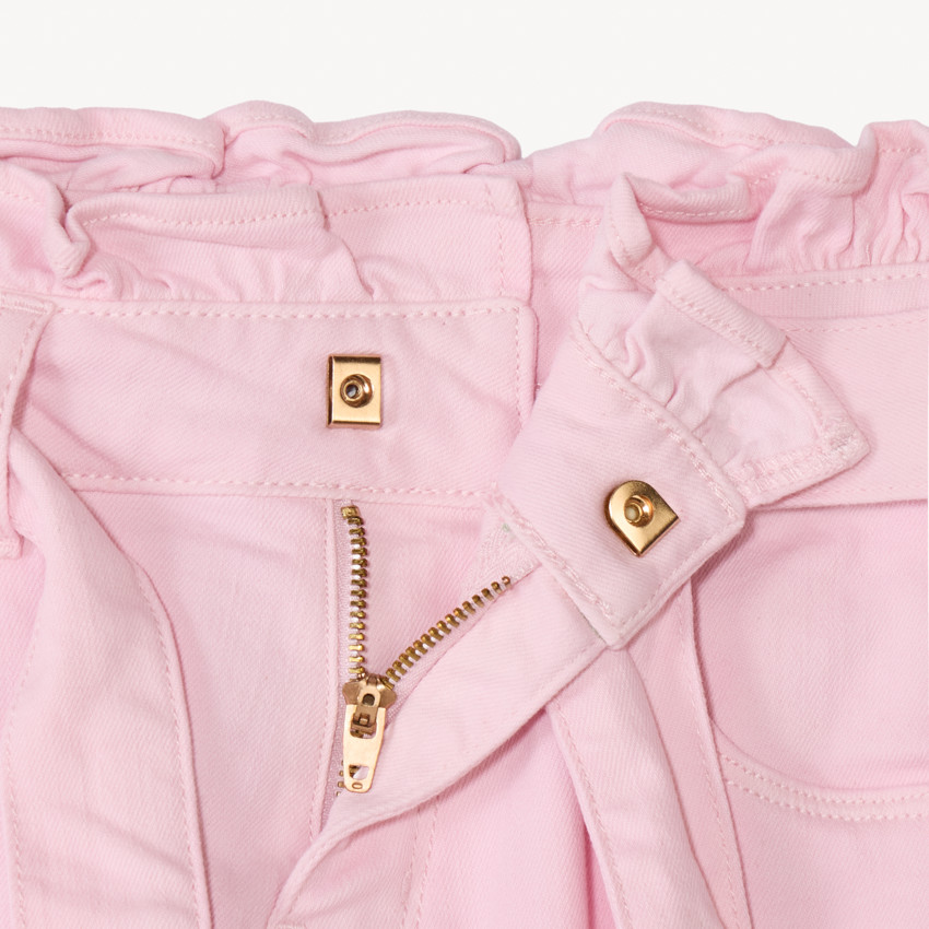 Pantalón paperbag liso con lazo para niña 