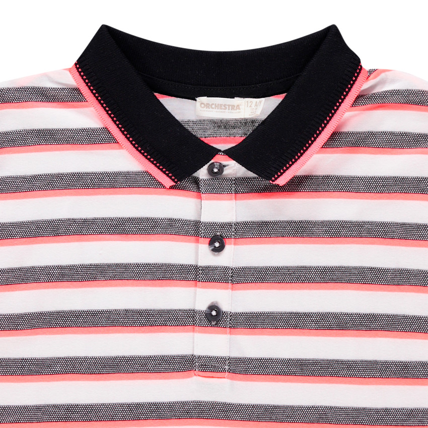 Polo manga corta rayas y cuello a contraste 