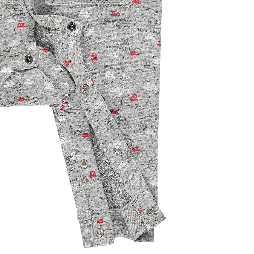 Combinación de felpa con estampado all-over bolsillos canguro 