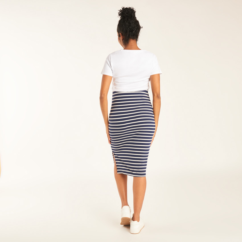 Falda larga ajustada a rayas para mujer 