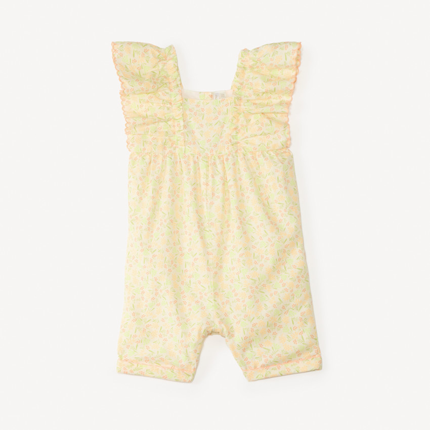 Mono corto con mangas de volantes y estampado floral para niña 