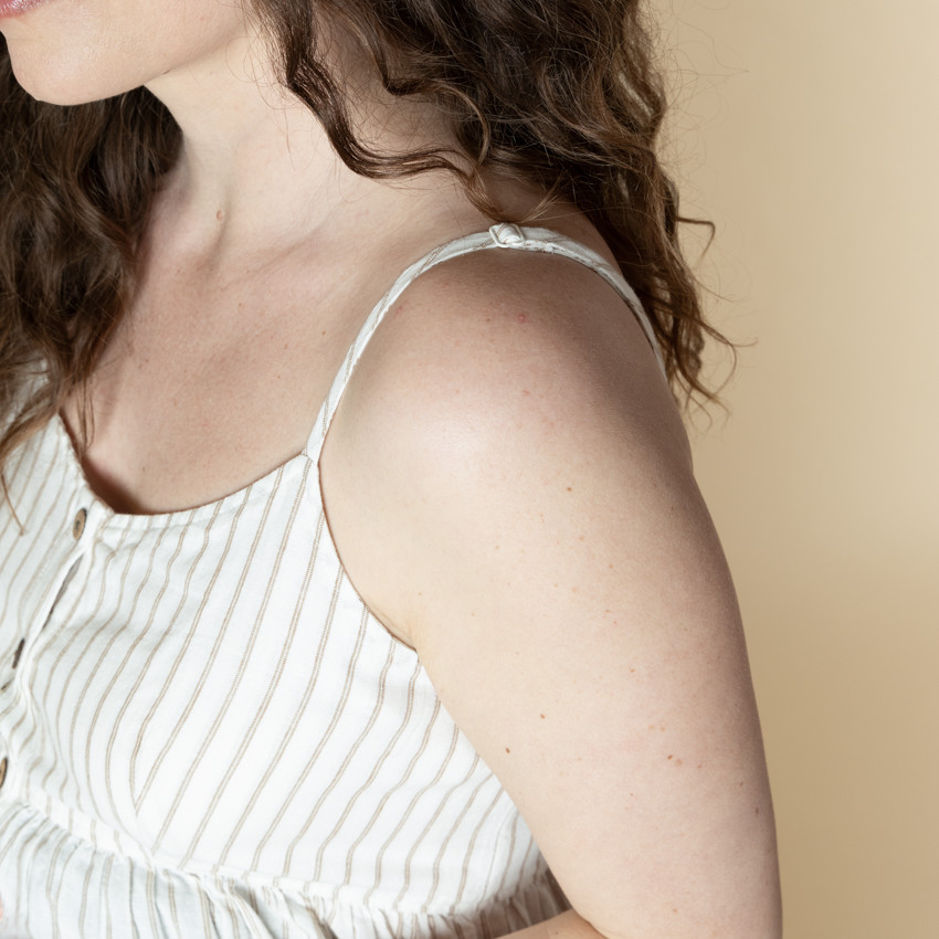 Robe larga de embarazo y lactancia a rayas 