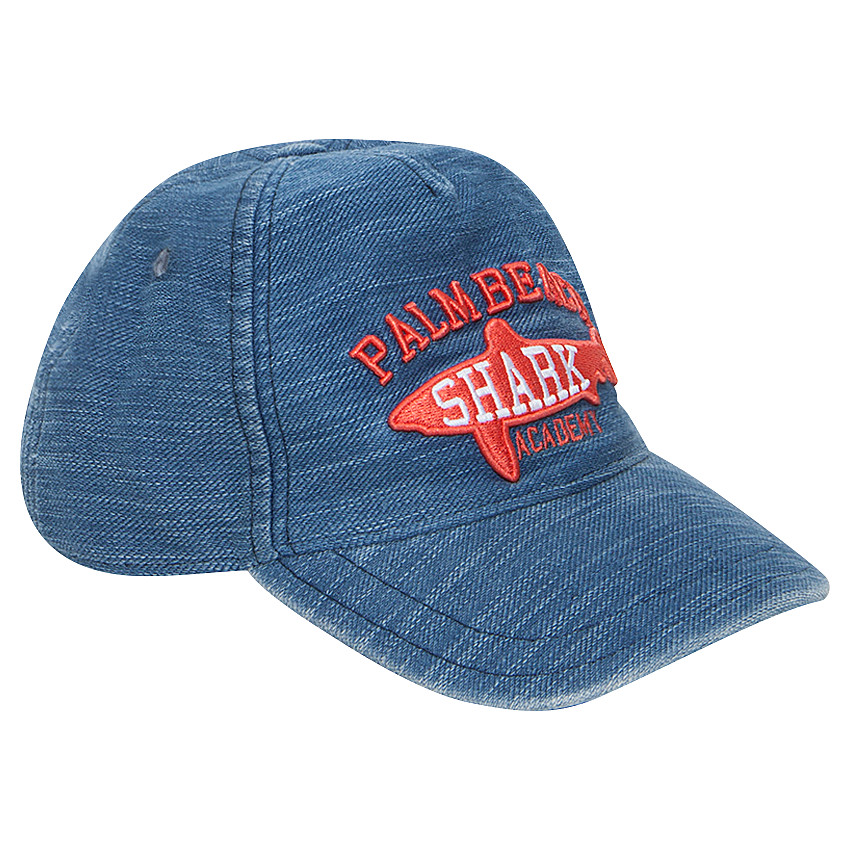 Visera de muletón con efecto vaquero y parche con tiburón bordado 