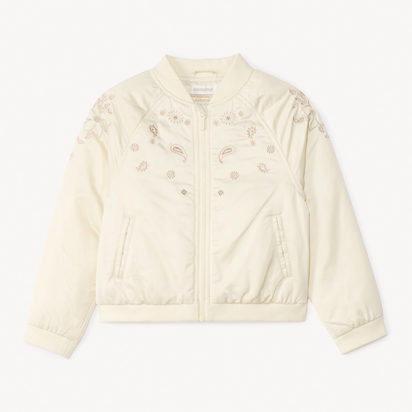 Cazadora satinado con bordados de cachemira para niña 