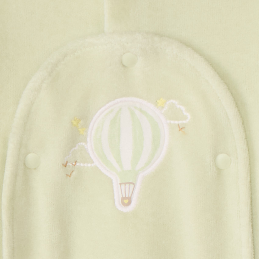 Pelele de terciopelo con parche de globo aerostático para bebé prematuro 