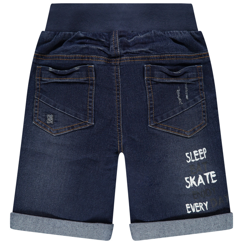 Bermudas vaquera desgastadas y cinturón acanalado 