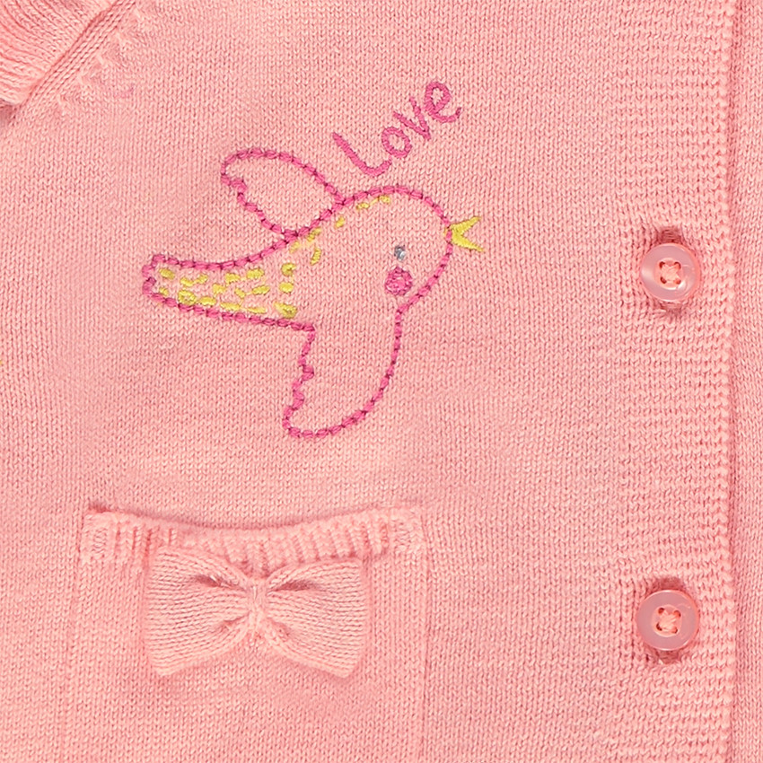 Chaqueta de punto fino con pájaro bordado y mangas con volantes  Additional Chaqueta de punto fino con pájaro bordado y mangas con volantes