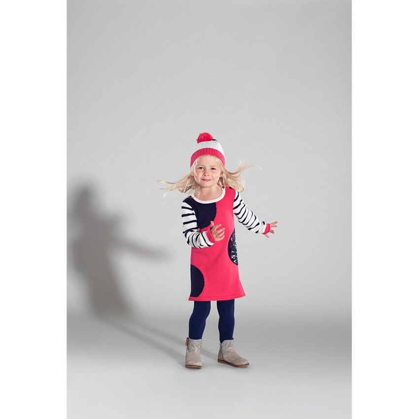 Gorro de punto con pompón rosa 