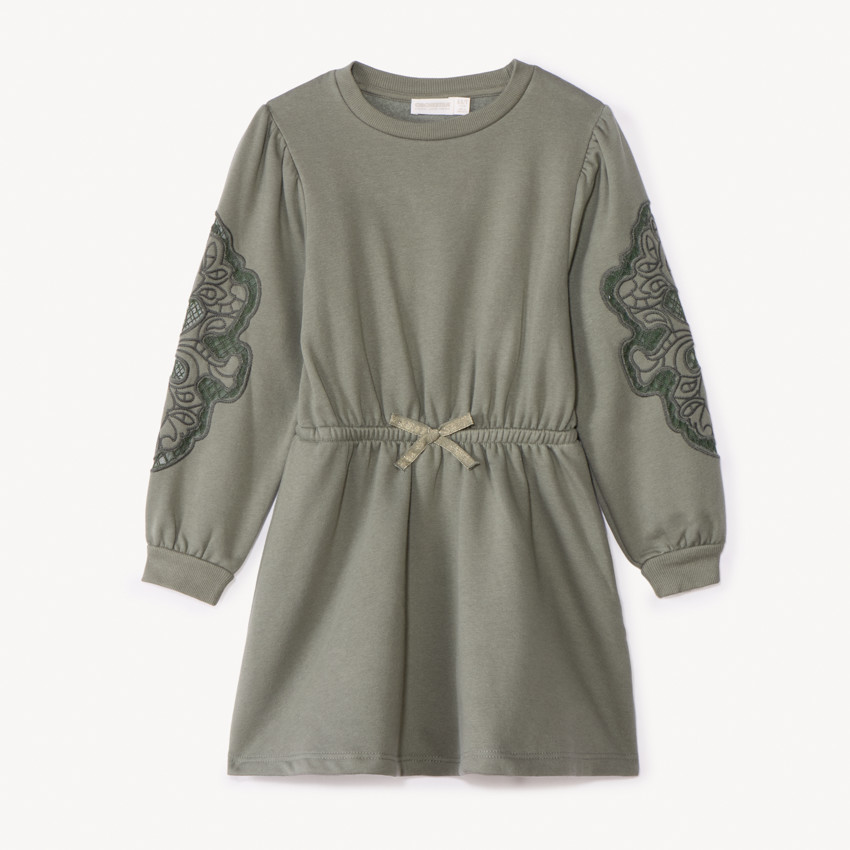 Robe manches longues en molleton brodé pour fille 