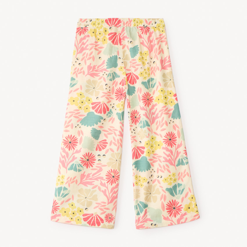Pantalón fluido de tela con estampado floral para niña 