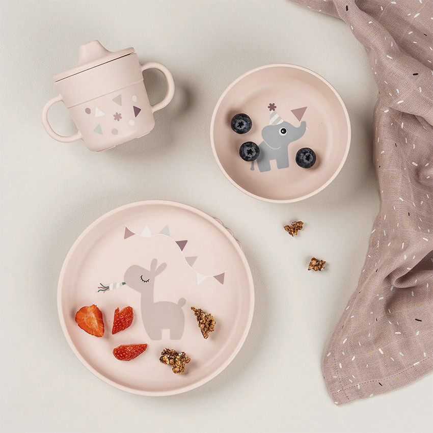 Vajilla infantil 3 piezas Foodie Celebration rosa 