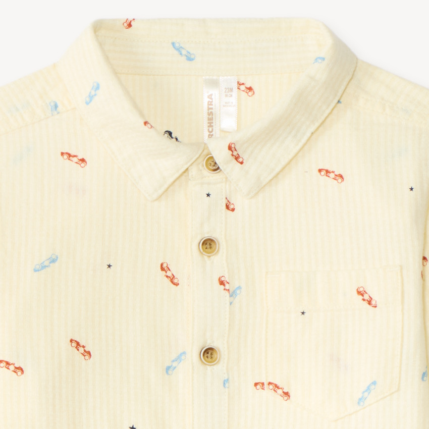Camisa de manga larga para bebé niño con pequeños coches. 