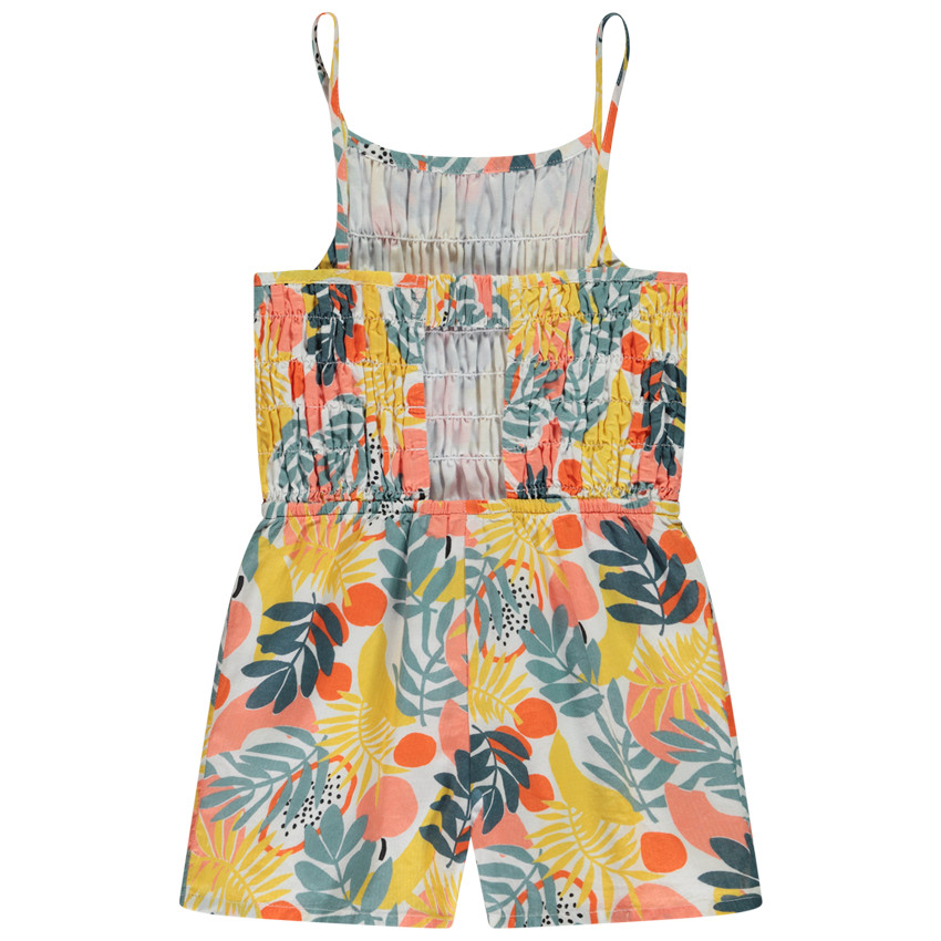 Mono efecto punto smock estampado vegetal para niña 