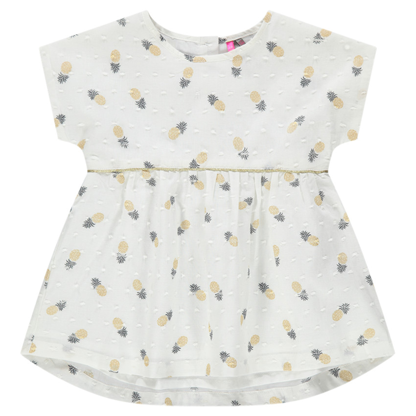 Túnica de manga corta con piñas estampadas all-over 