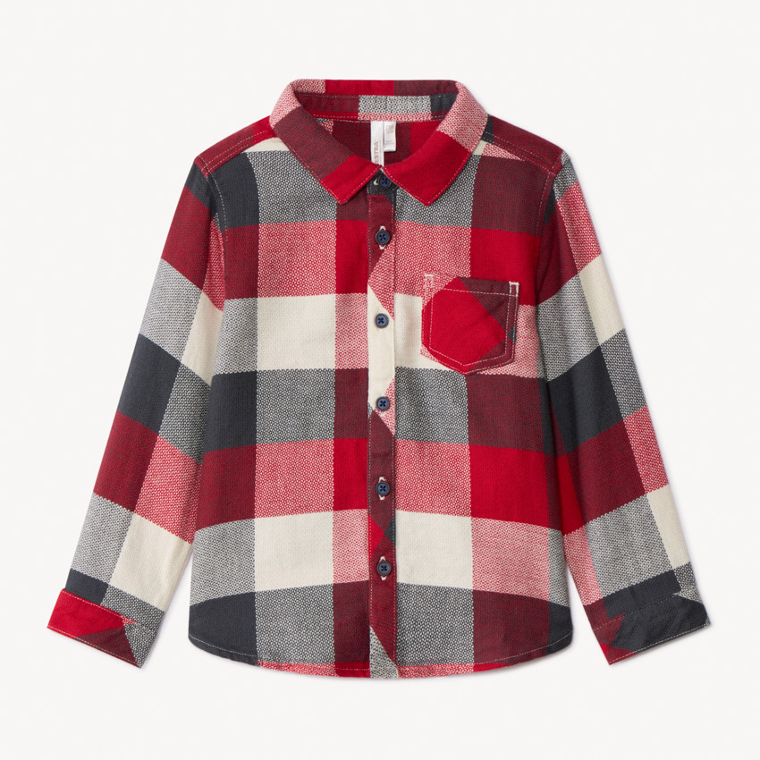 Camisa de manga larga a cuadros para bebé niño 