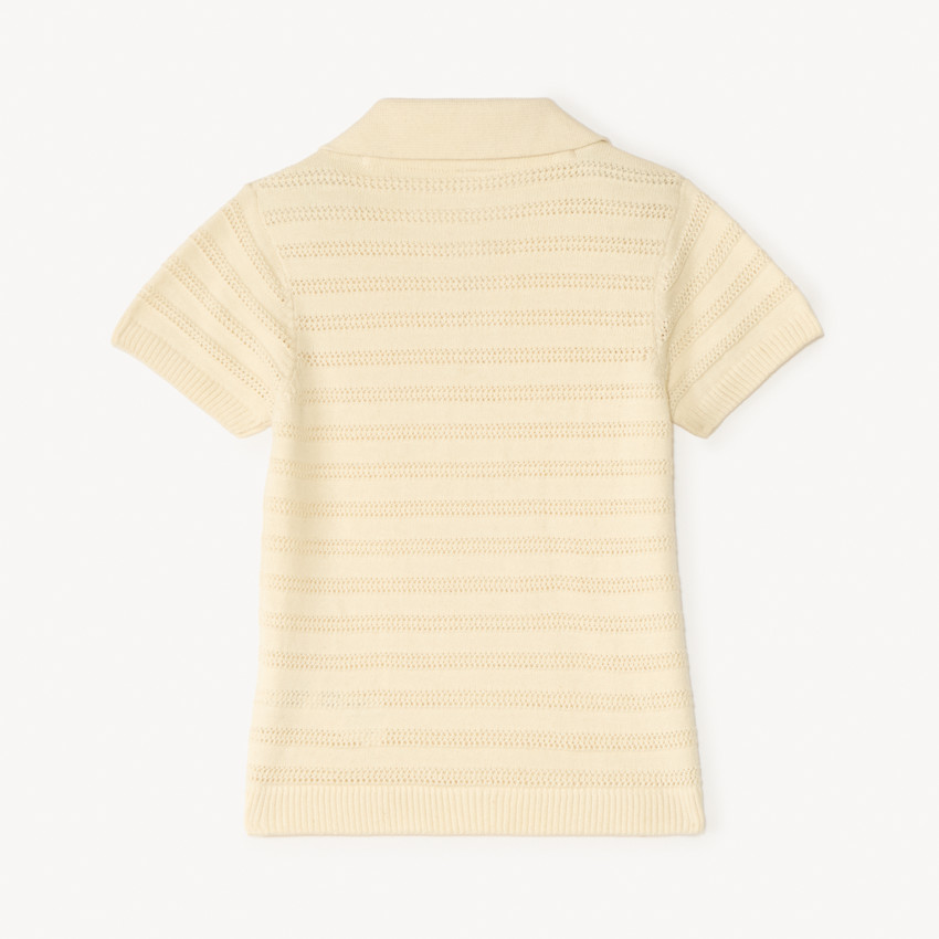 Polo de manga corta de tejido con detalles calados para bebé niño 