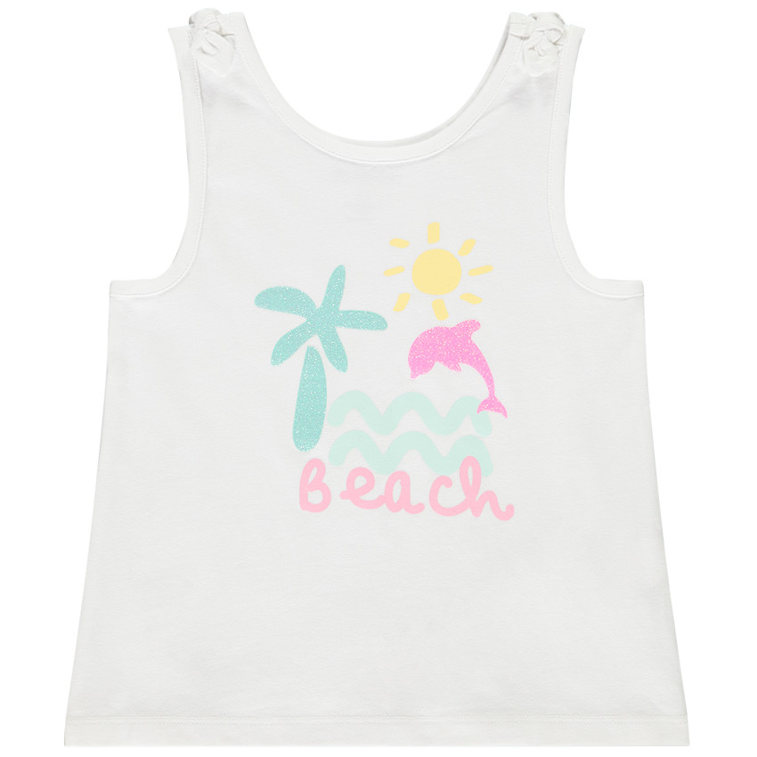 Camiseta sin mangas con lazos y estampado de purpurina para bebé niña 