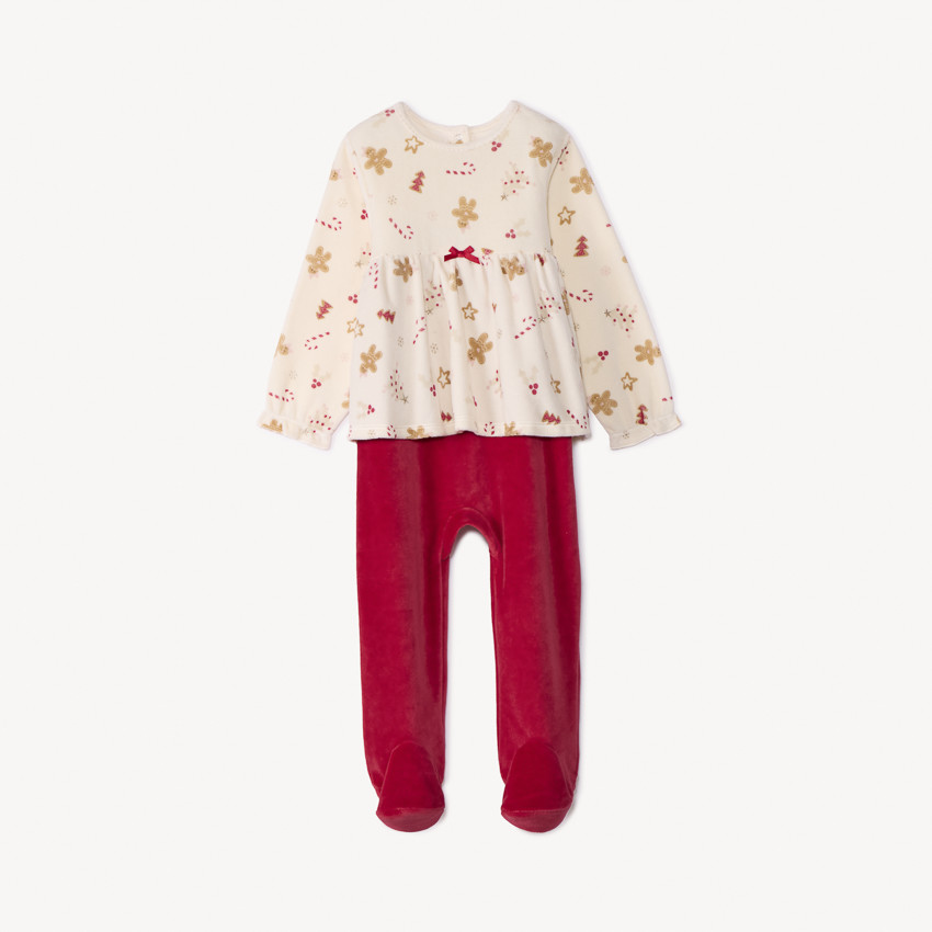 Dors-bien de Noël en velours effet 2 en 1 pour bébé fille 