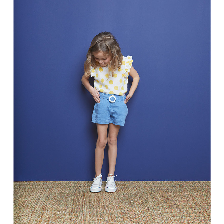 Short style jean avec boucle en forme de fleur pour fille 