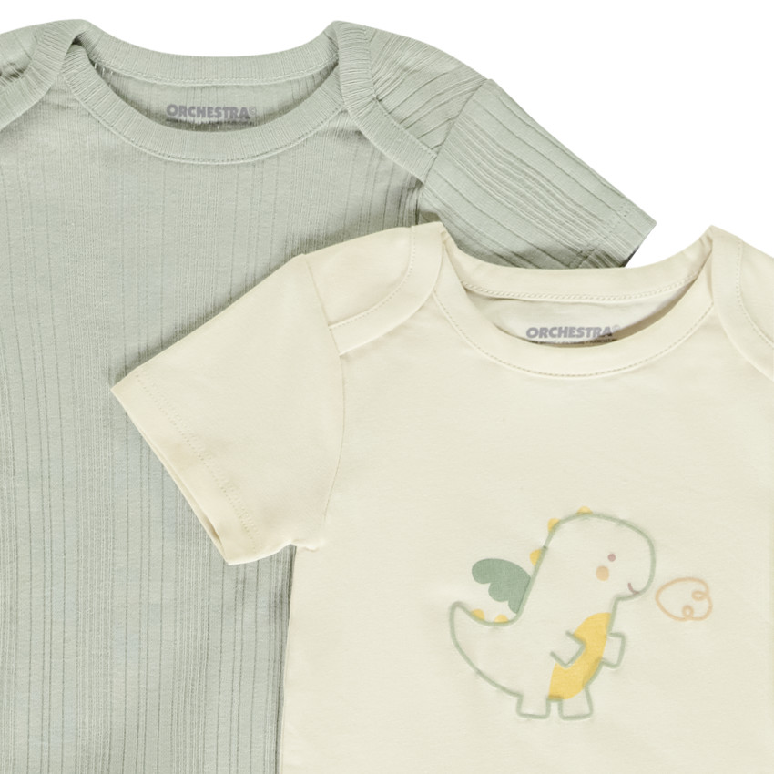 Pack de 5 bodies de manga corta para bebé niño con diferentes aperturas según la edad 