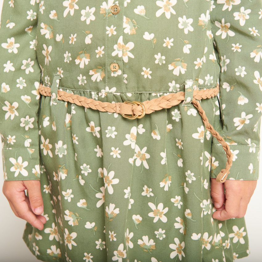 Vestido de manga larga estilo camisa estampado para niña 