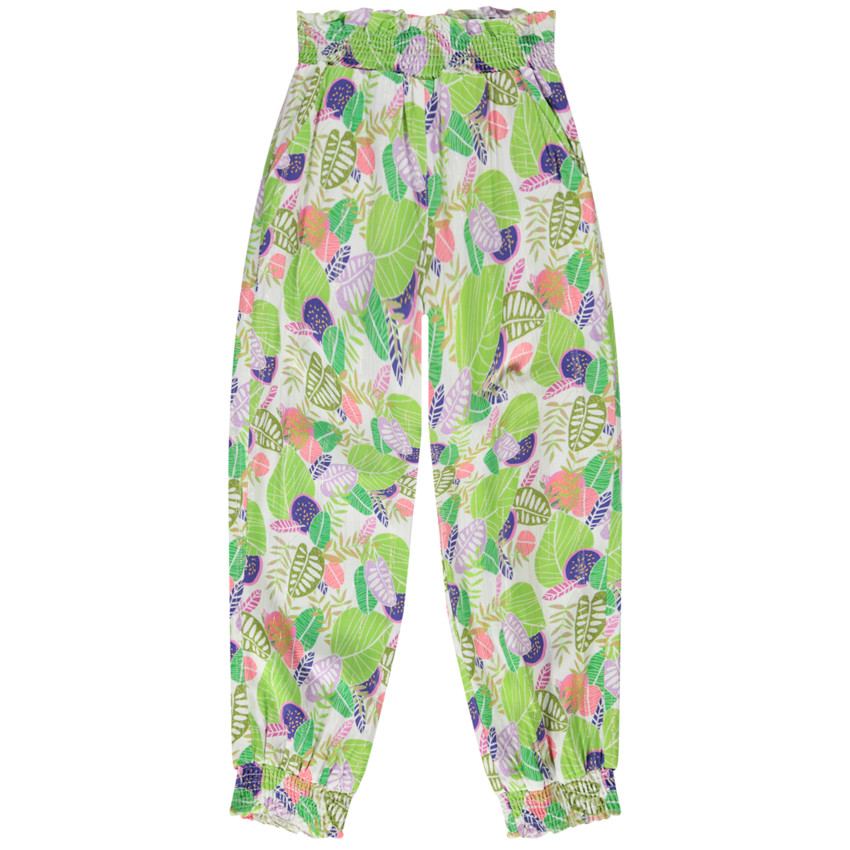 Pantalón amplio estampado tropical para niña 