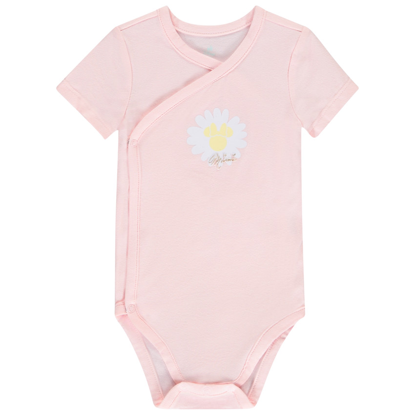 Pack de 3 bodies de manga corta Minnie Disney para bebé niña con aperturas diferentes según la edad. 