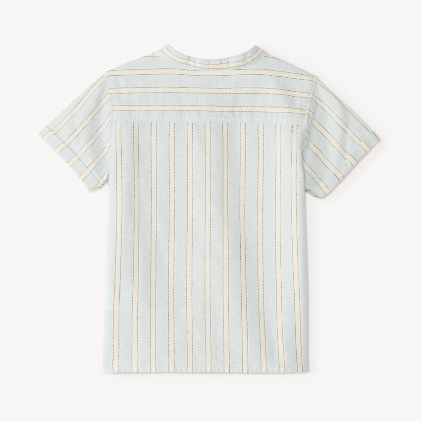 Camisa de manga corta con cuello mao a rayas para bebé niño 