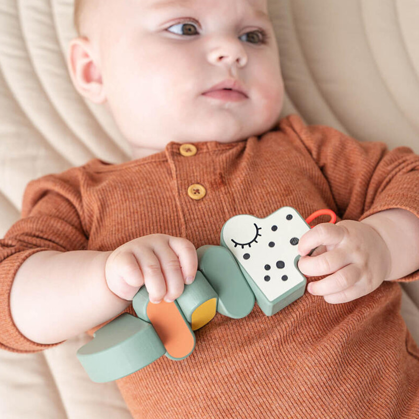 Juguete articulado de madera Croco verde 3M+ 