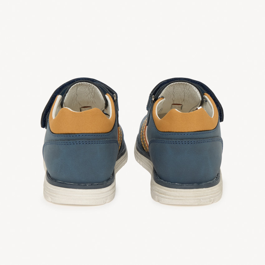 Sandalias de efecto cuero con velcro en azul para niño 