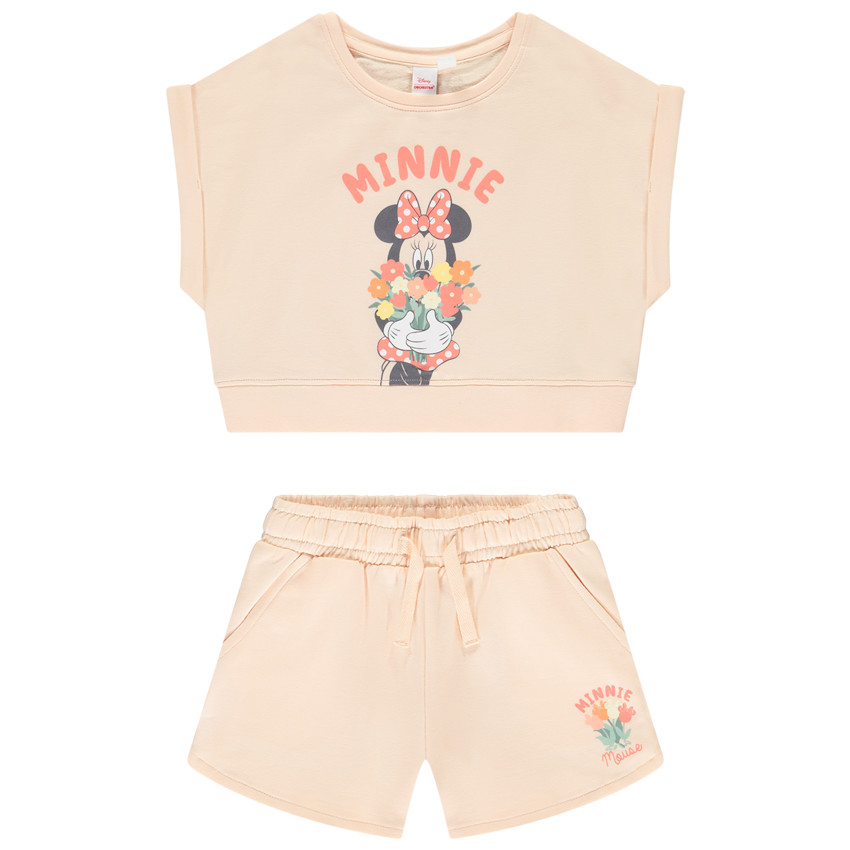 Conjunto camiseta de corte boxy + short Minnie Disney para niña 