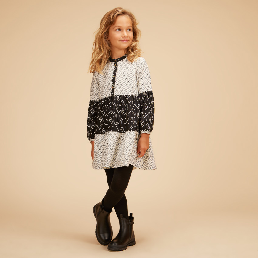 Robe de niña de manga larga con estampado ikat  Additional Robe de niña de manga larga con estampado ikat